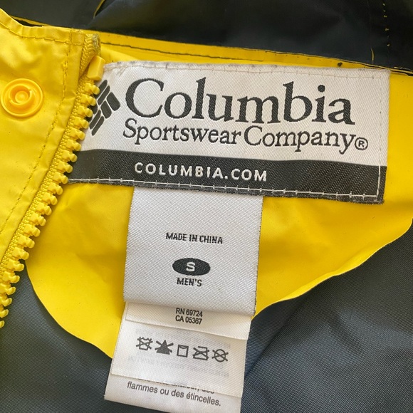 Mens Columbia Sportswear Company Rain Jacket & Pants Yellow Size S - Picture 5 of 5